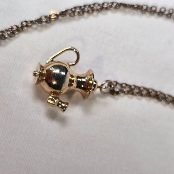 Vintage Teapot Pendant Necklace Fashion Jewelry 15.5 inch Silver Tone Tea Party - Picture 6 of 11